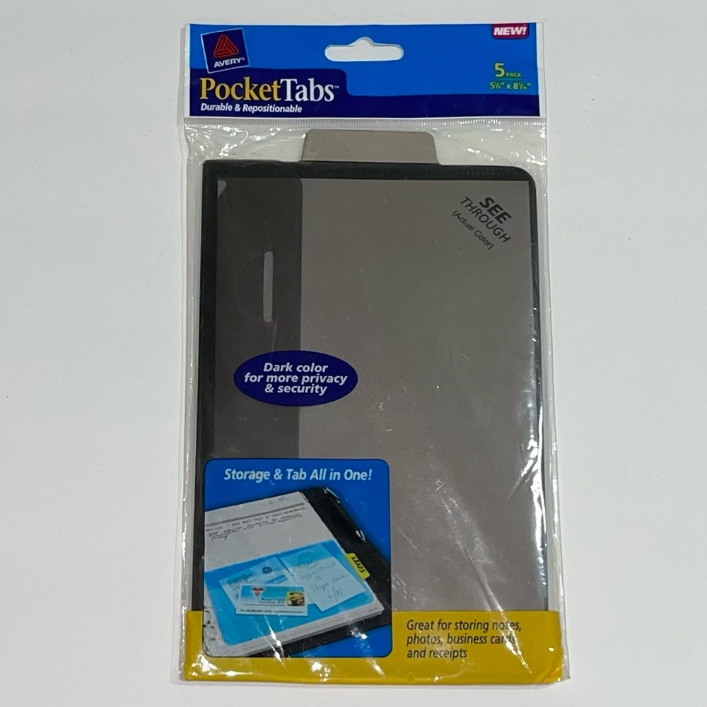 Avery Clear Pocket Tabs Durable & Repositionable, 5 Pack, 16364